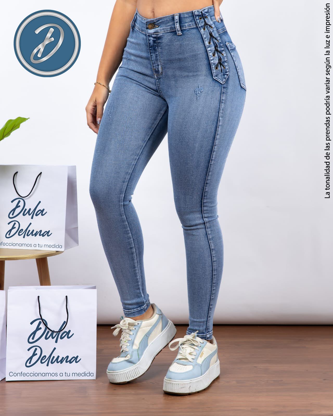 Pantalón Jean de Mujer Skinny Stretch Casual Fiesta Tiro Alto Yazmy