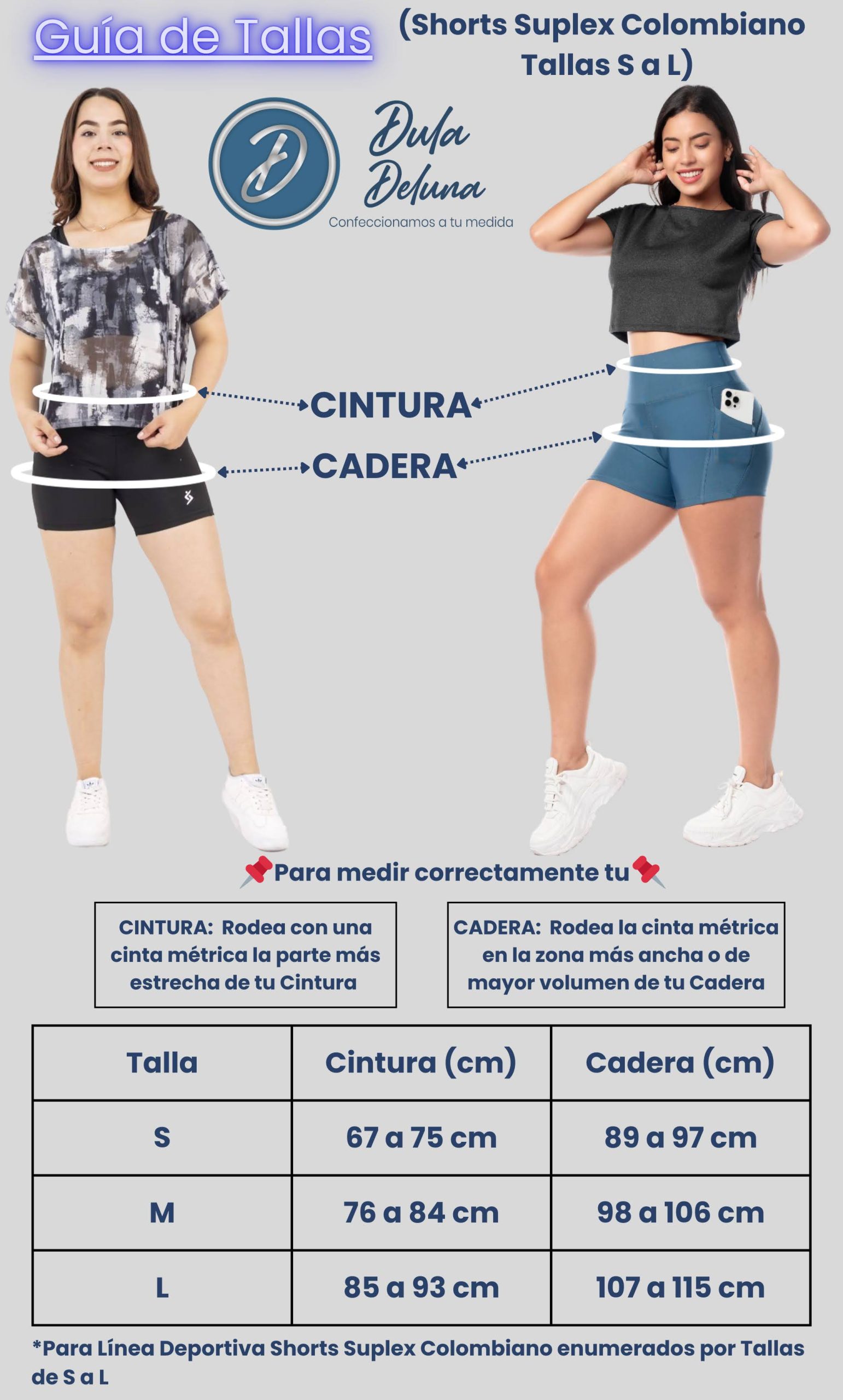 Guía de Tallas Shorts Suplex Colombiano