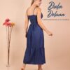 Maxi Vestido Largo Mujer Casual Elegante Denim con Tiras Kristal