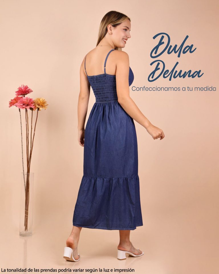 Maxi Vestido Largo Mujer Casual Elegante Denim con Tiras Kristal