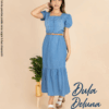 Vestido Largo Mujer Casual Elegante Midi Denim Manga Corta Luz