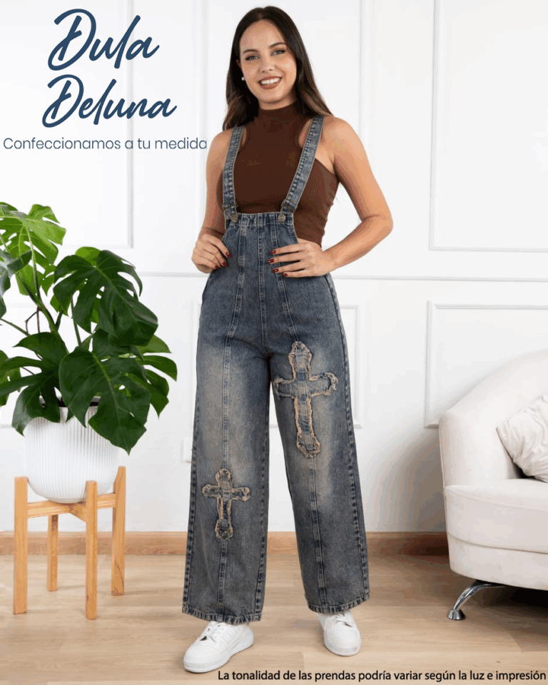 Overol para Mujer Jean Wide Leg Casual Verano con Tirantes Jannis