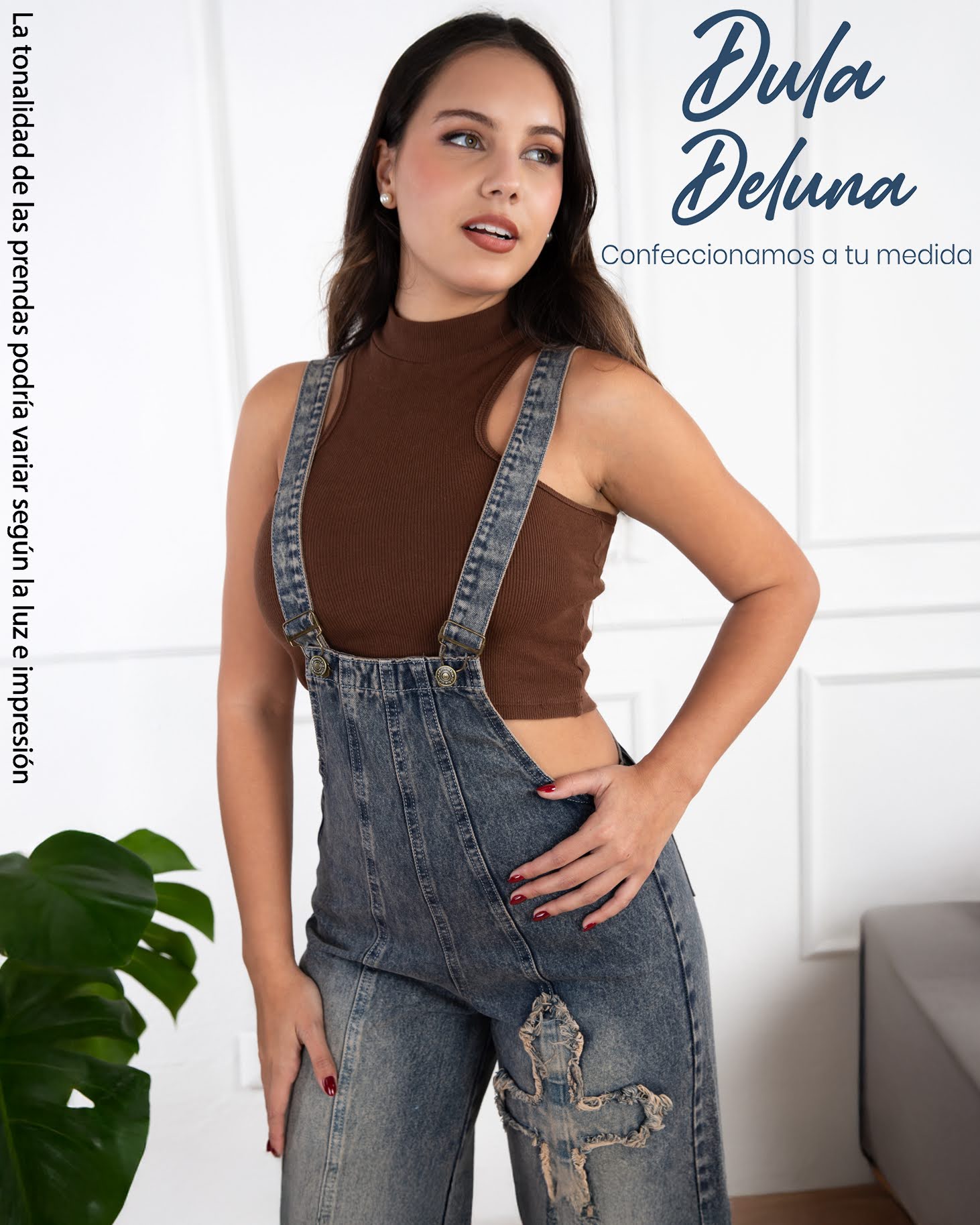 Overol para Mujer Jean Wide Leg Casual con Tirantes Jannis