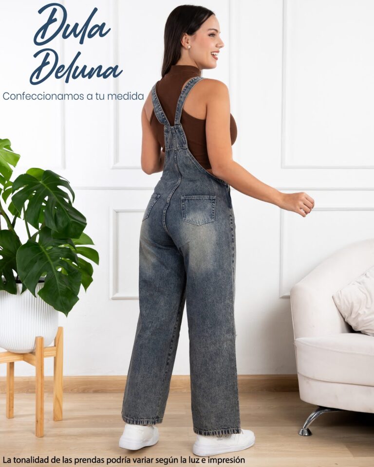 Overol de Mujer Jean Wide Leg Salida Casual con Tirantes Jannis