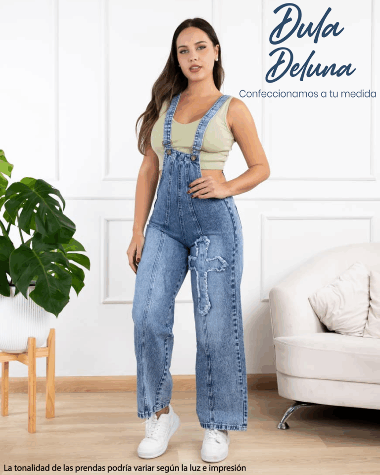 Overol de Mujer Jean Wide Leg Casual con Tirantes Jannis