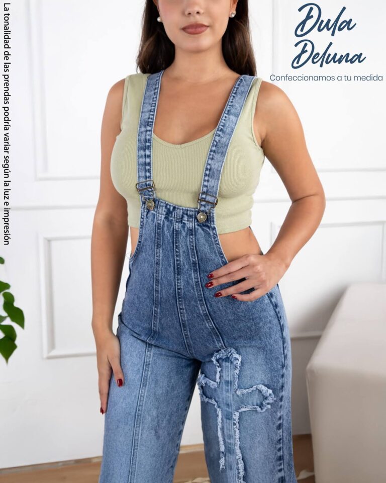 Overol Mujer Jean Wide Leg Casual Oficina con Tirantes Jannis