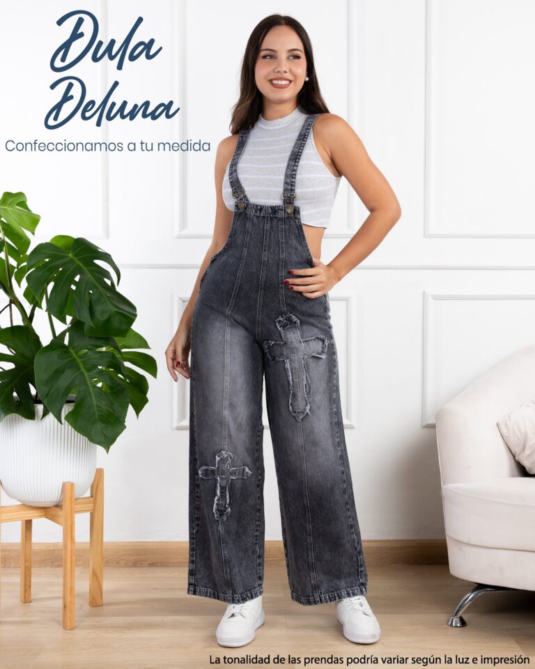 Overol de Mujer Jean Wide Leg Casual Urbano con Tirantes Jannis