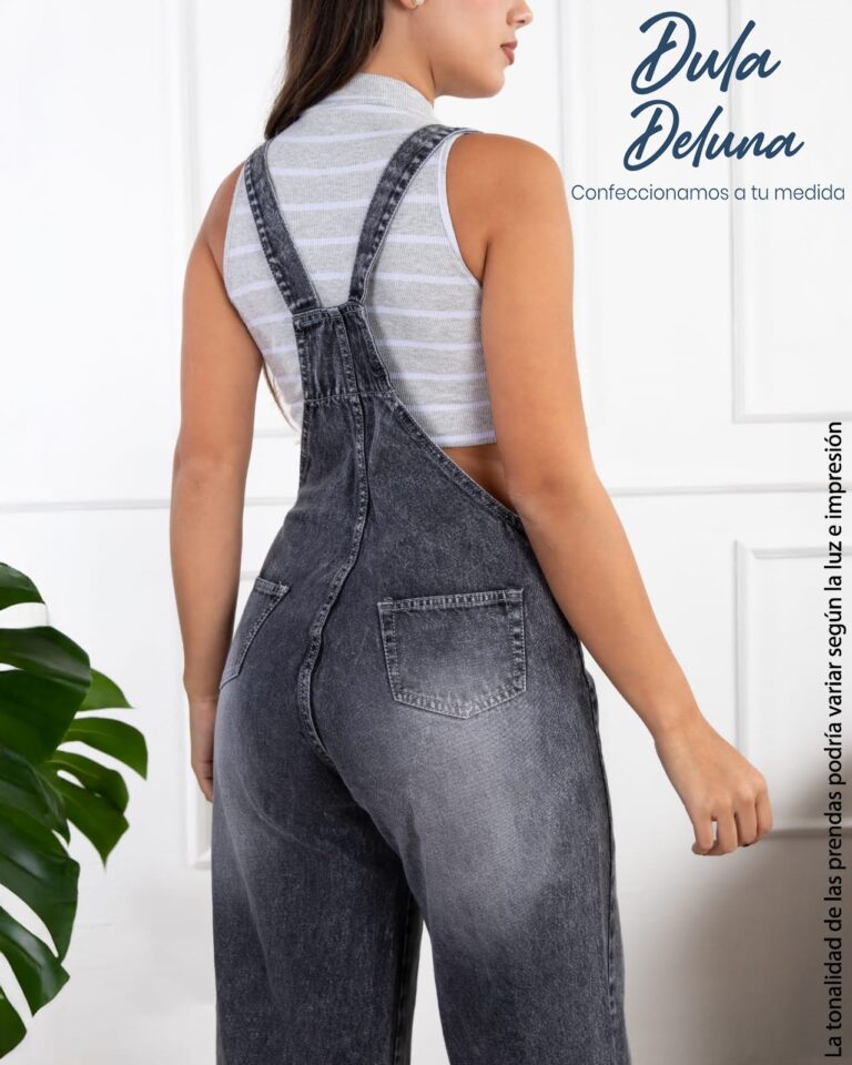 Overol Mujer Jean Wide Leg Casual Elegante con Tirantes Jannis