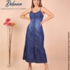 Maxi Vestido Largo Mujer Casual Elegante Denim con Tiras Kristal