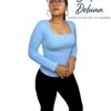 Blusa de Mujer Casual Noche Rib Grueso Stretch Manga Larga Cuadrado