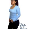 Blusa Mujer Casual Urbano Rib Grueso Stretch Manga Larga Cuadrado