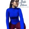 Blusa de Mujer Casual Noche Rib Grueso Stretch Manga Larga Lechuga