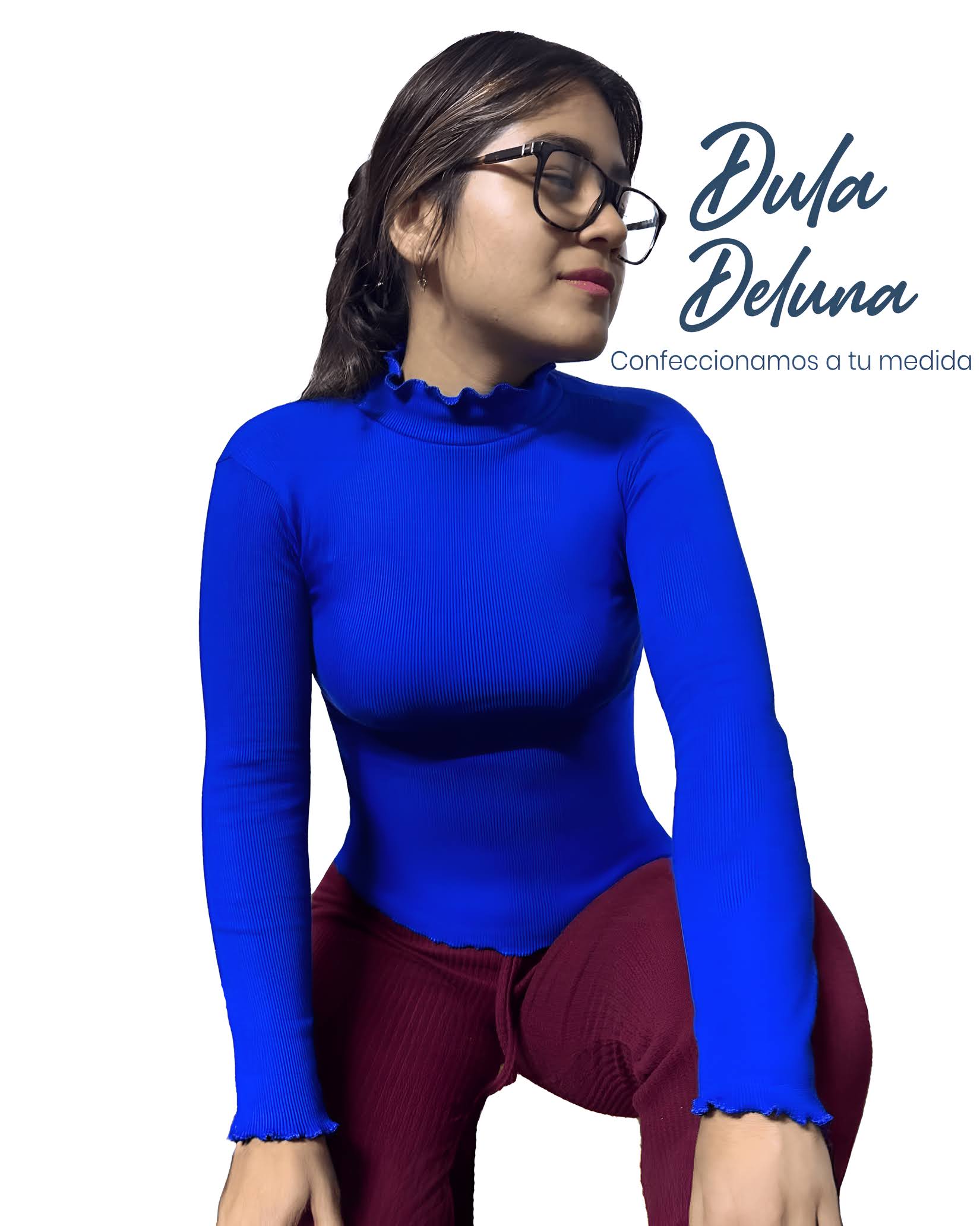 Blusa de Mujer Casual Noche Rib Grueso Stretch Manga Larga Lechuga
