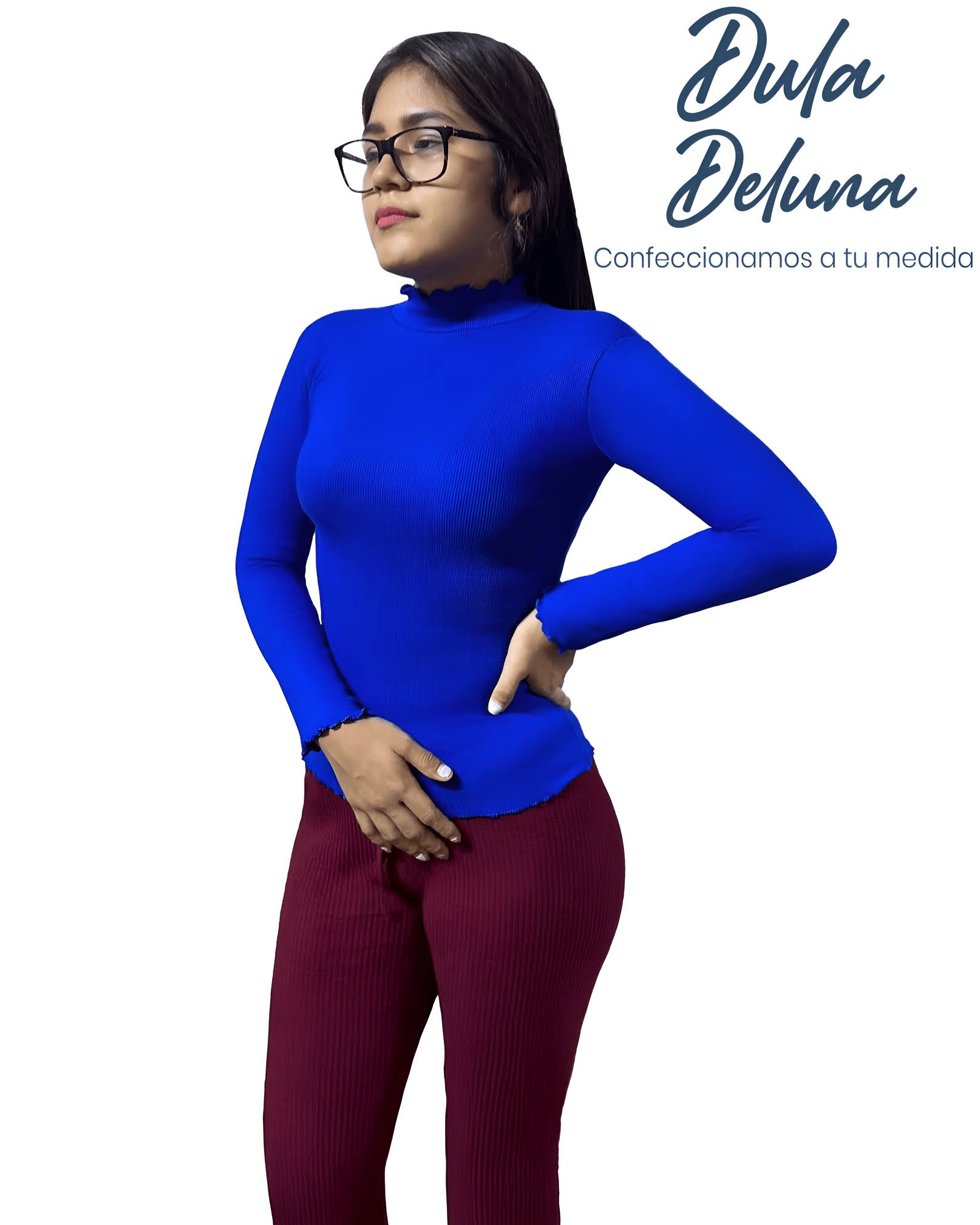 Blusa Mujer Casual Invierno Rib Grueso Stretch Manga Larga Lechuga