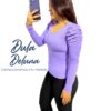Blusa Mujer Casual Elegante Rib Grueso Stretch Manga Larga Princesa