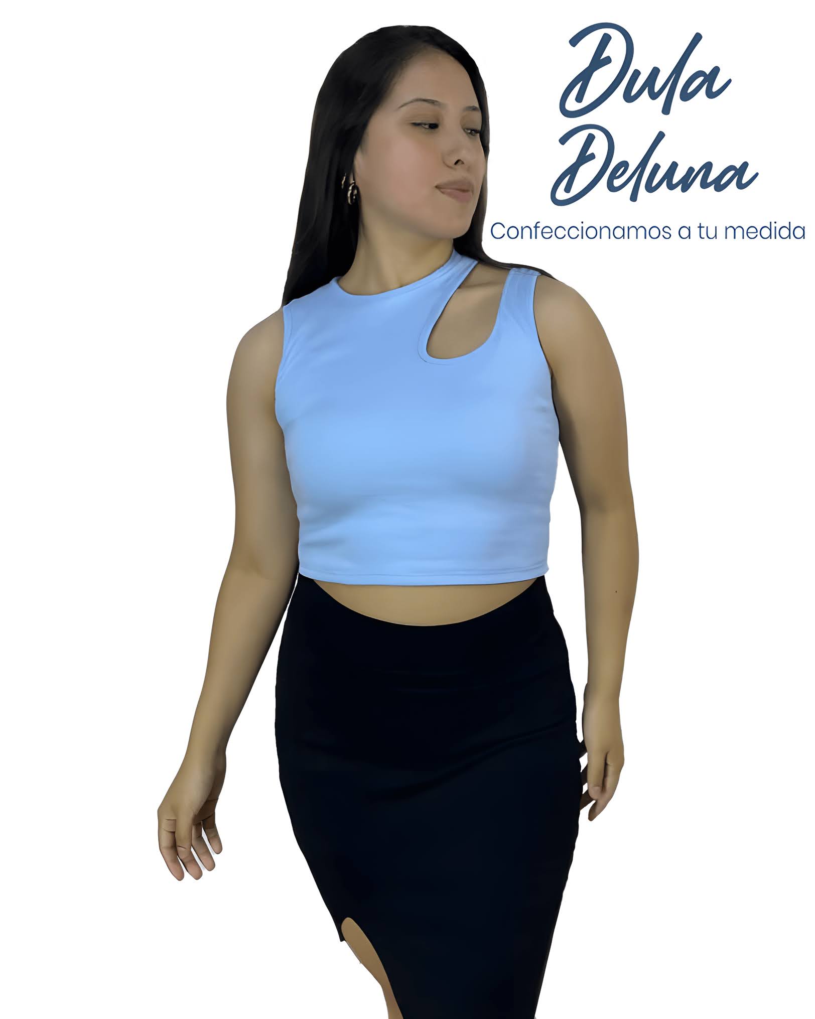 Blusa Polo de Mujer Casual Elegante Rib Grueso Stretch Asimétrico Nena