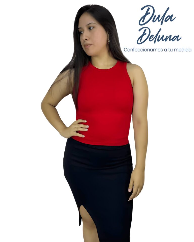 Blusa Polo de Mujer Casual Moda Rib Grueso Stretch Cuello Redondo