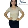 Blusa Polo Mujer Casual Urbano Rib Grueso Stretch Cuello V