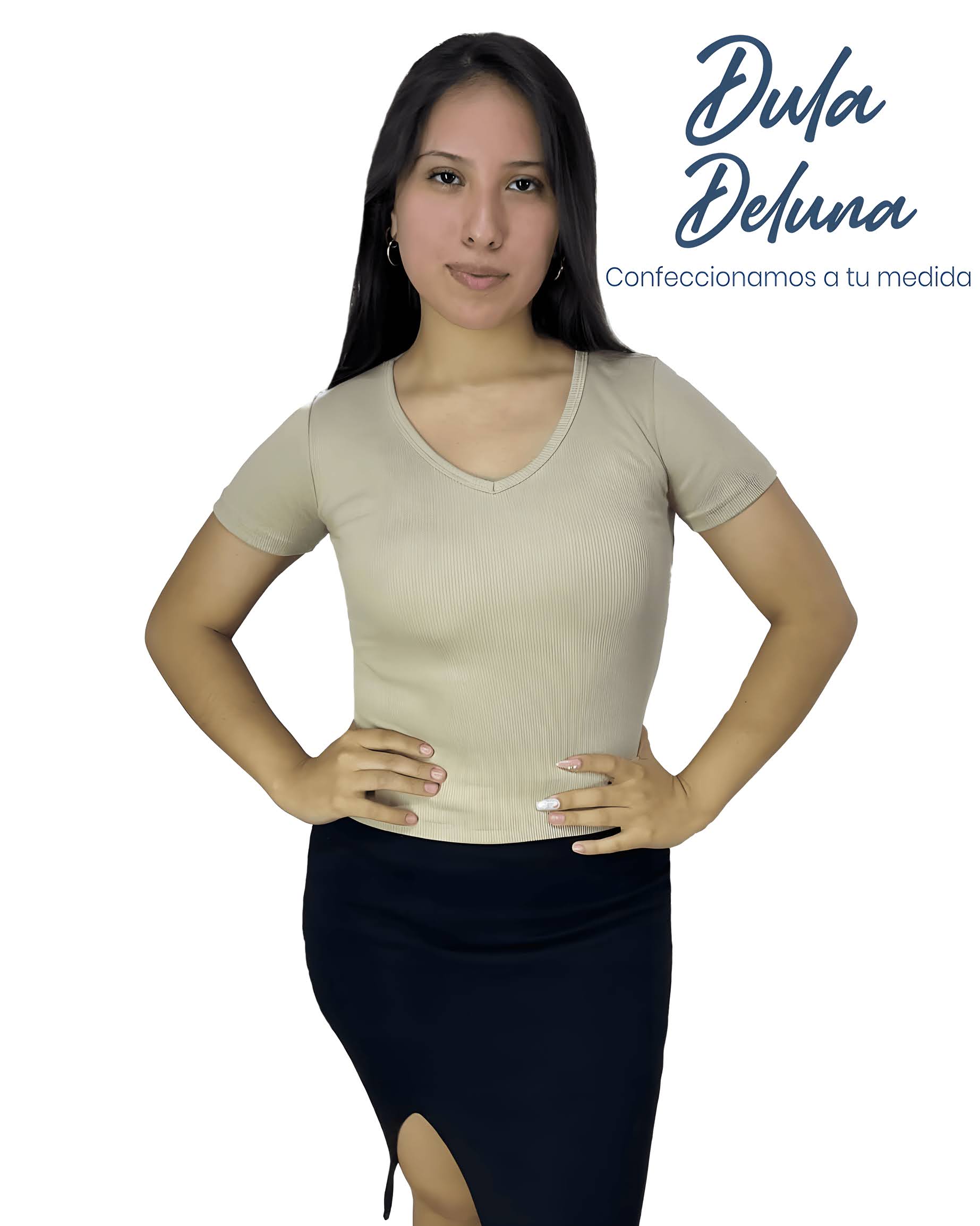 Blusa Polo Mujer Casual Urbano Rib Grueso Stretch Cuello V