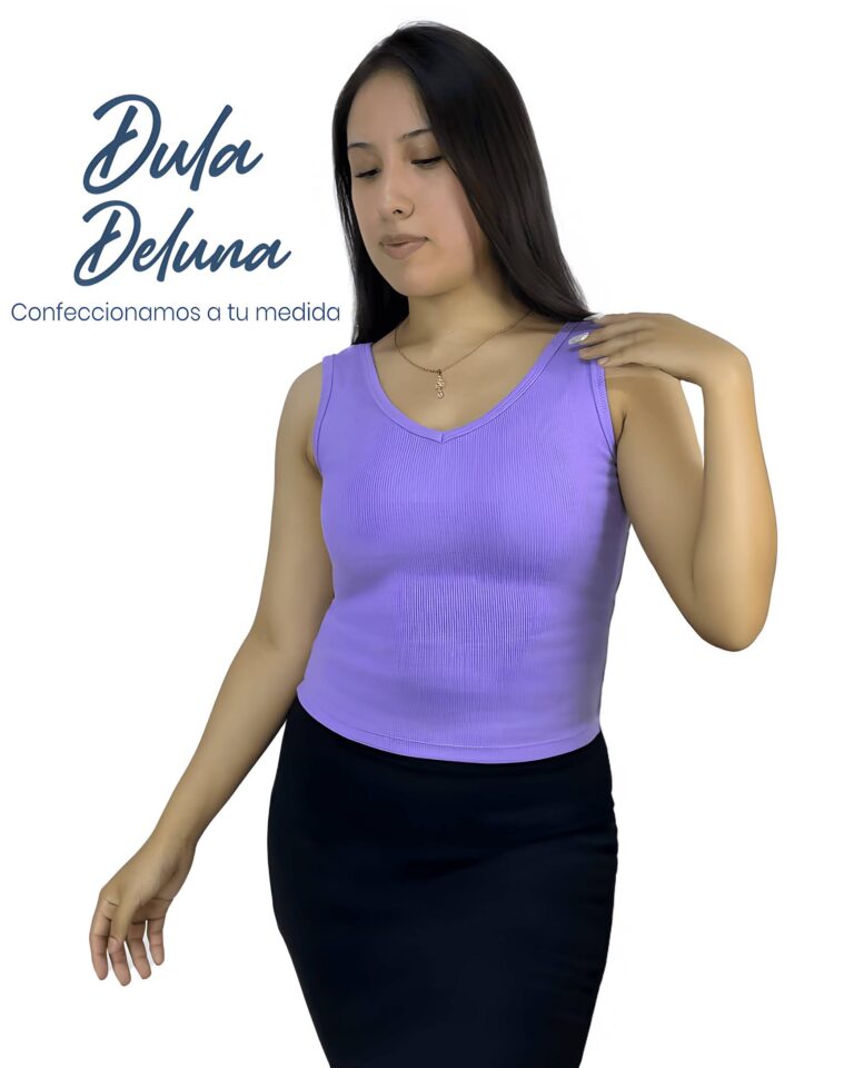 Blusa Polo Mujer Casual Urbano Rib Grueso Stretch Doble V