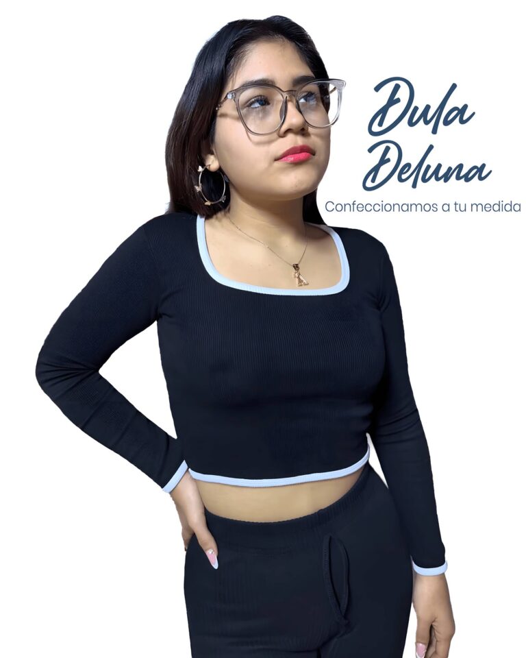 Crop Top de Mujer Moda Casual Rib Grueso Stretch Manga Larga Bicolor