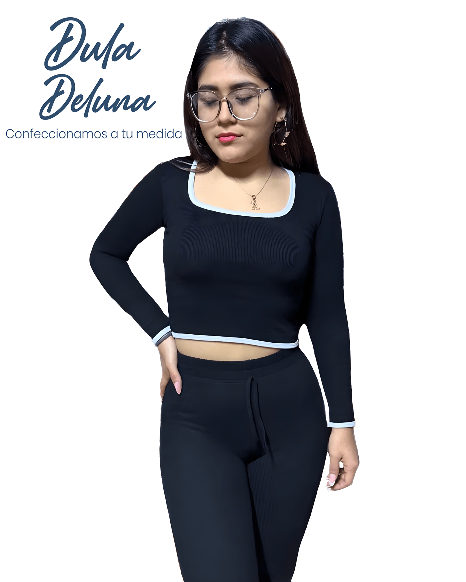 Crop Top Mujer Casual Invierno Rib Grueso Stretch Manga Larga Bicolor