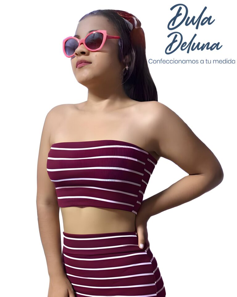 Crop Top Mujer Casual Urbano Rib Grueso Stretch Rayas 1