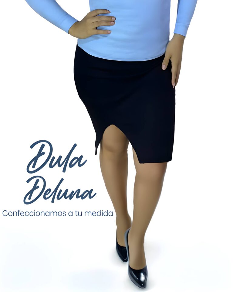 Falda de Mujer Casual Elegante Rib Grueso Stretch con Abertura