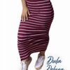 Maxi Falda Mujer Casual Urbano Rib Grueso Stretch Rayas