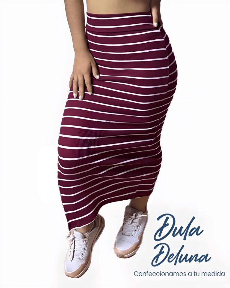 Maxi Falda Mujer Casual Urbano Rib Grueso Stretch Rayas