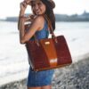 Cartera Tote Bag Carmen en Cuero Vacuno Genuino - Thumbnail Image 3