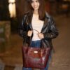 Cartera Tote Bag Clásica en Cuero Vacuno Genuino - Thumbnail Image 3